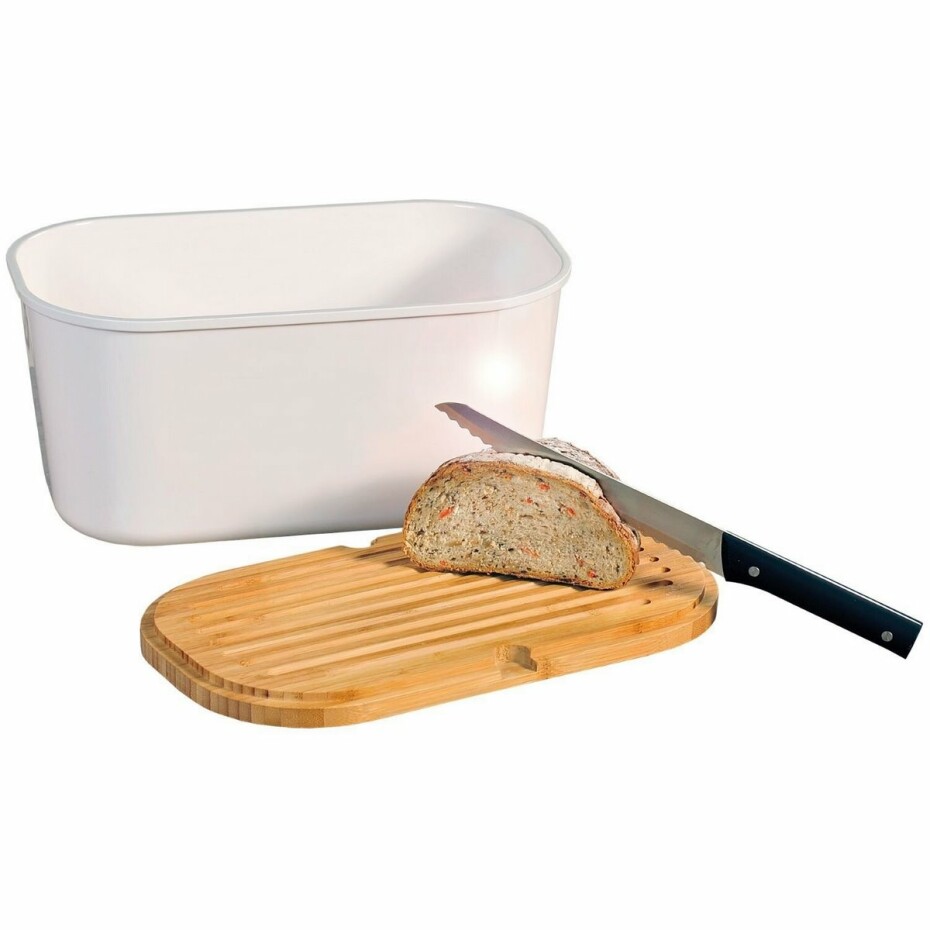 Kesper 58080 Chlebník s prkénkem, bílá, 37 x 18 x 21,5 cm - main (1)