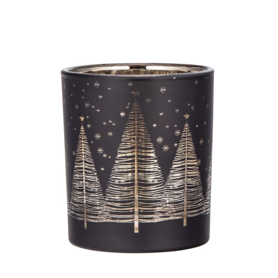 Altom Skleněný svícen Golden Christmas tree černá, pr. 9 x 10 cm - main (1)