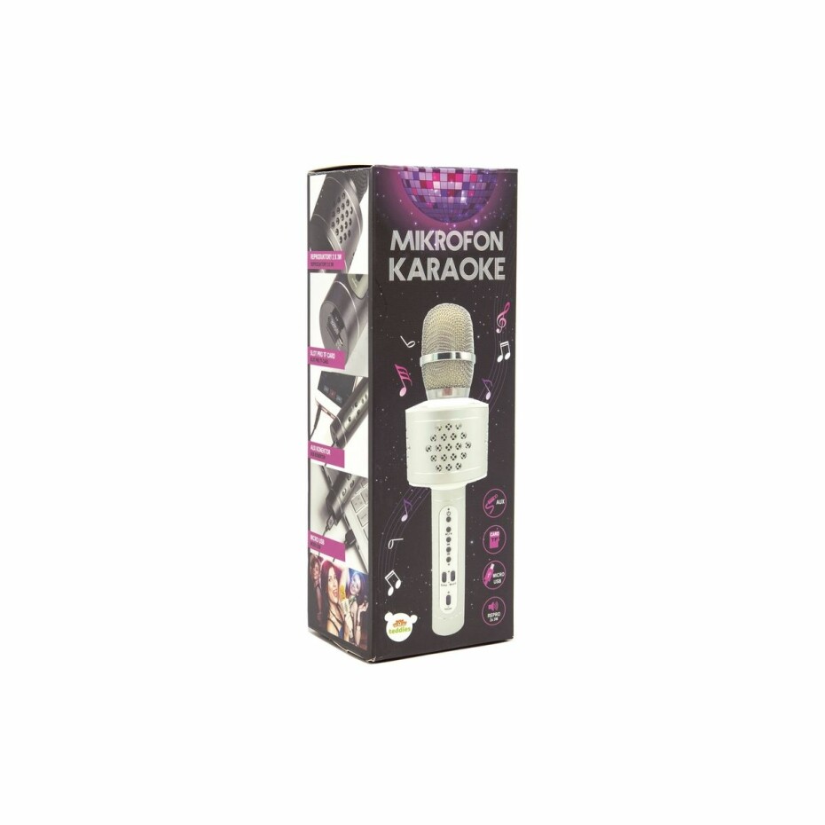 Teddies Mikrofon karaoke Bluetooth, zlatá, na baterie, s USB kabelem - main (5)