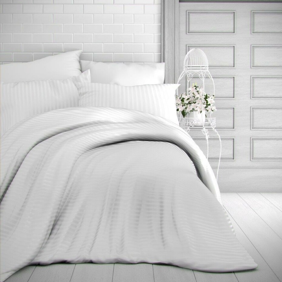 Kvalitex Saténové povlečení Stripe bílá, 240 x 220 cm, 2 ks 70 x 90 cm - main (0)