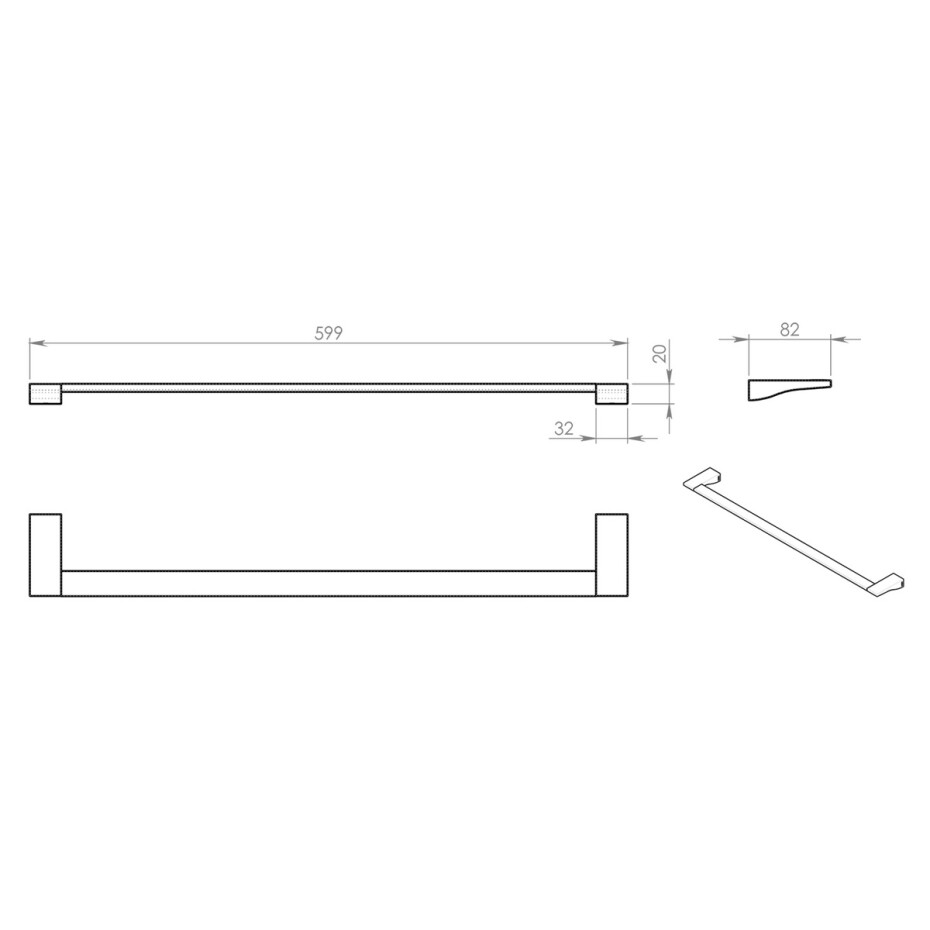 GEDY 572160 Glamour držák ručníků 60 x 8,2 cm, šedá - main (2)