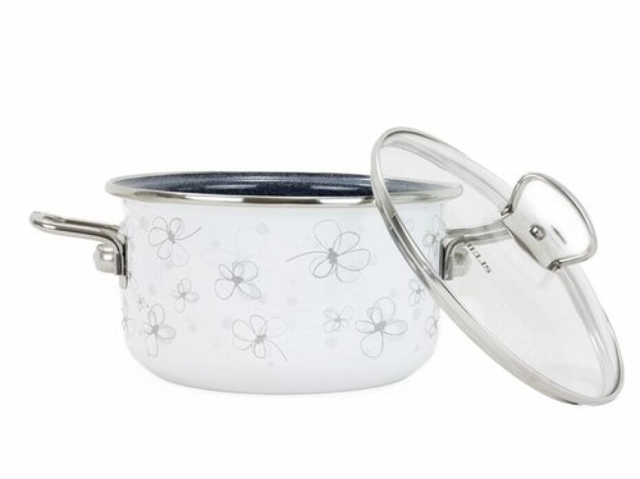 Belis Smaltovaný hrnec s poklicí Premium, bílá, 16 cm, 1,5 l, 1,5 l - main (2)