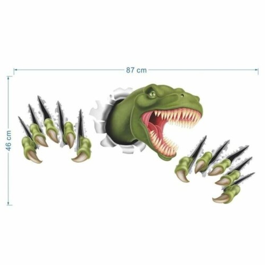 Samolepicí dekorace 3D Dinosaurus, zelená - main (1)