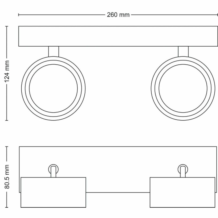 Philips 8720169174764 bodové LED svítidlo Bracia, bílá, 2x 5,5 W 2x550lm 2700K IP20 - main (2)