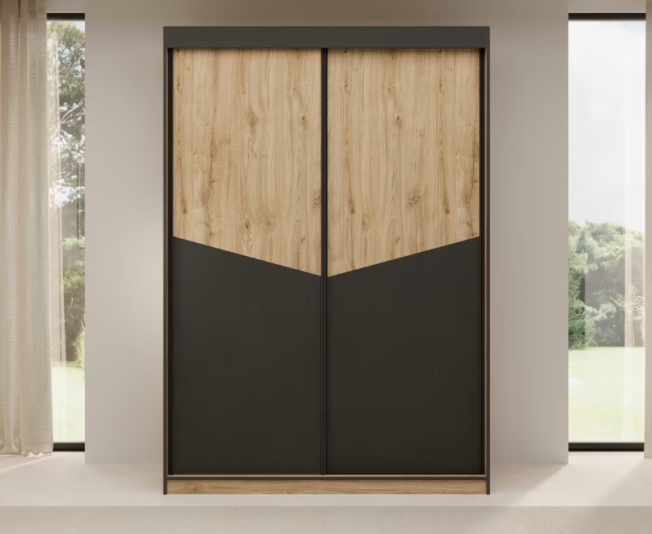 ArtAdrk Šatní skříň ATSON | dub/černá 150 cm - main (2)
