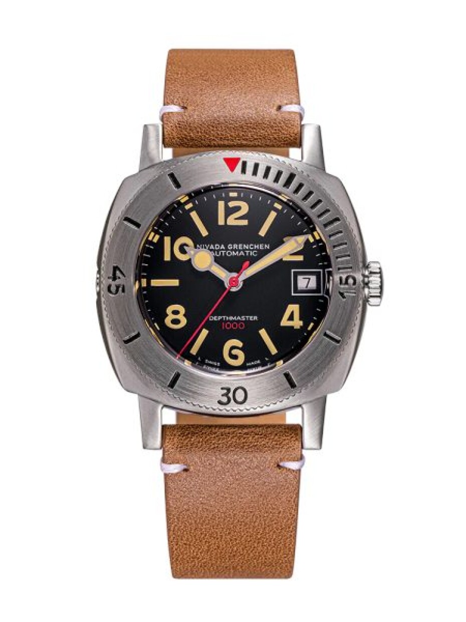 Nivada Grenchen Depthmaster Numerals Black - Black Leather - main (5)