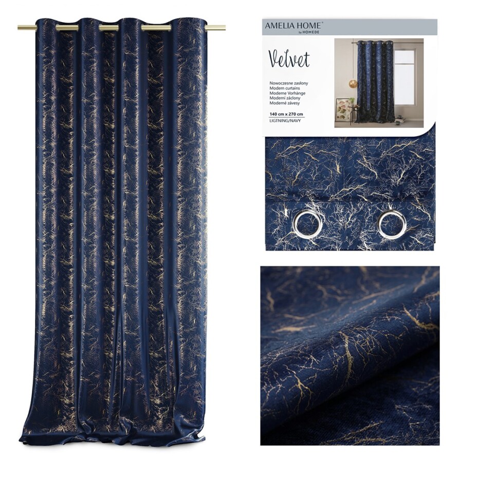 ArtFlhf Stínicí závěs VELVET LIGHTNING K | 140 x 270 cm Barva: Modrá - Navy - main (0)
