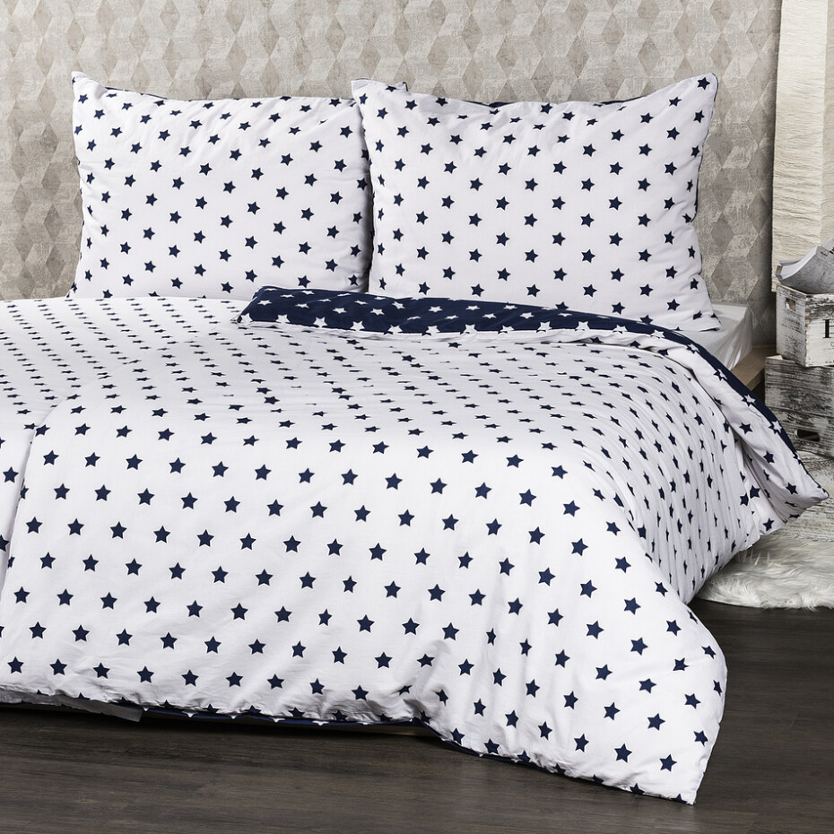 4Home Bavlněné povlečení Stars Navy blue, 140 x 200 cm, 70 x 90 cm - main (4)