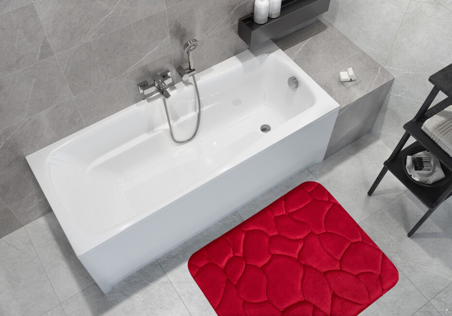 BO-MA Protiskluzová koupelnová předložka 3D 0133 Red - 40x50 cm - main (1)