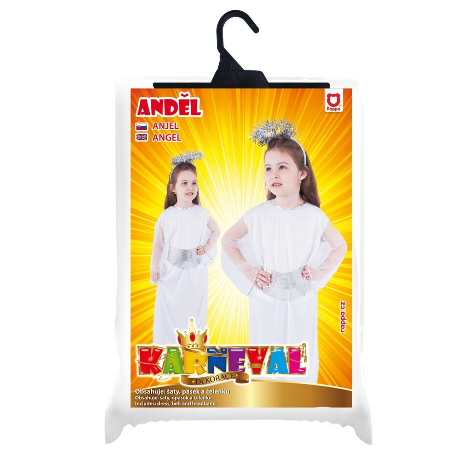 Rappa Dětský kostým anděl se svatozáří a páskem, vel. S - main (3)
