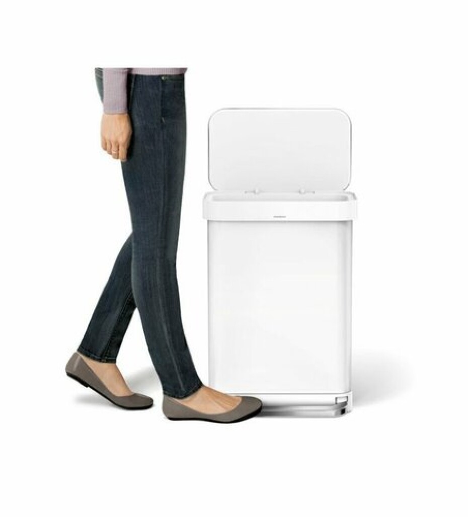 Pedálový odpadkový koš Simplehuman – 45 l, bílá, FPP, kapsa na sáčky - main (2)