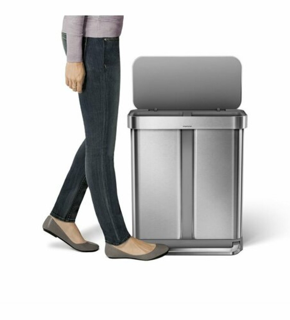 Pedálový odpadkový koš Simplehuman na tříděný odpad  – 58l (34/24), matná ocel, FPP - main (2)