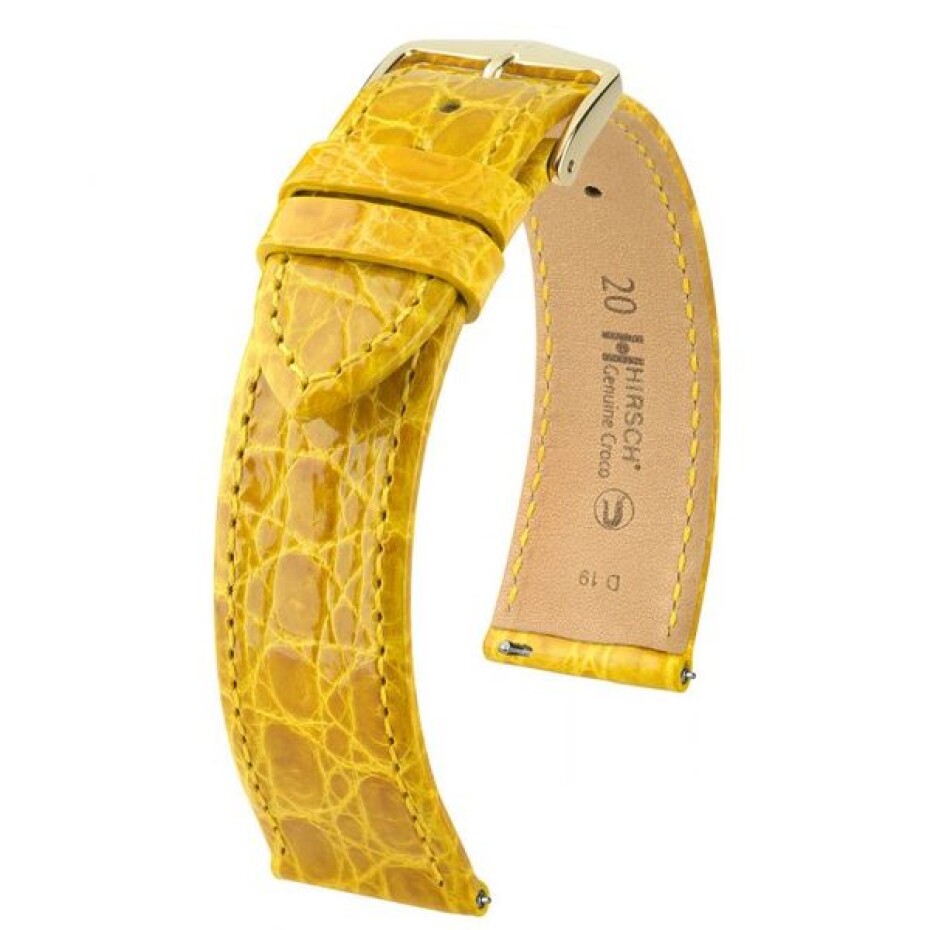 Řemínek Hirsch Genuine Croco - žlutý, lesk - 13 mm - M – Střední délka - 12 mm - Rose Gold - main (0)