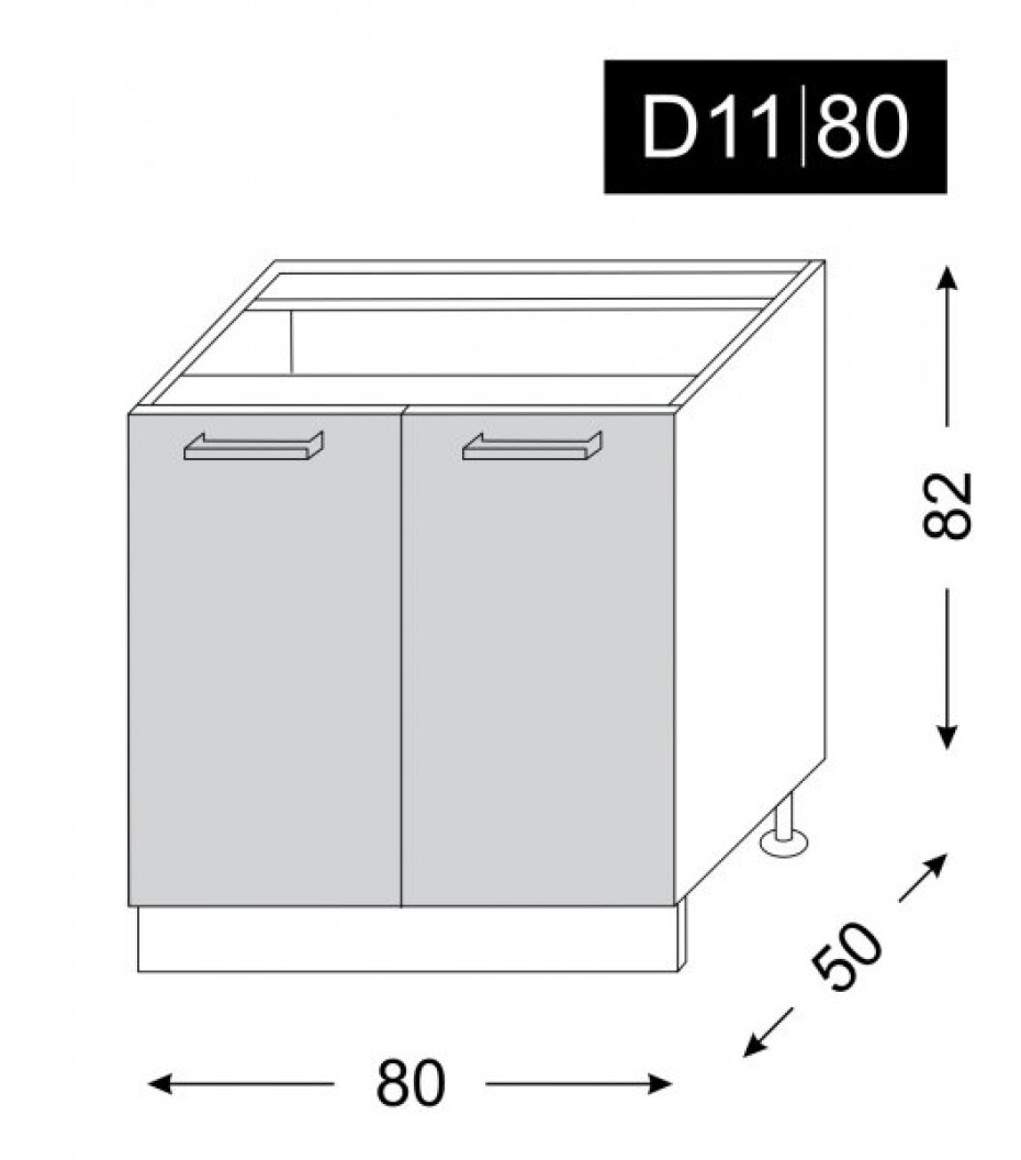 ArtExt Kuchyňská skříňka spodní SILVER | D11 80 Barva korpusu: Grey - main (20)