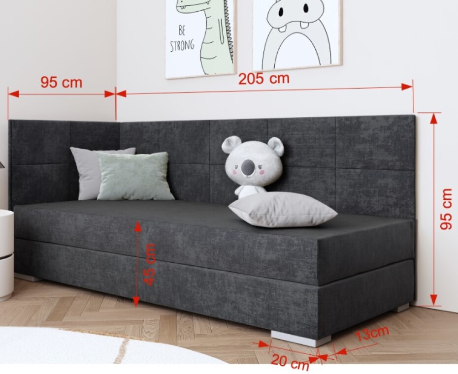 ArtBed Dětská postel TOMAR III | grafit 90 x 200 cm - main (2)