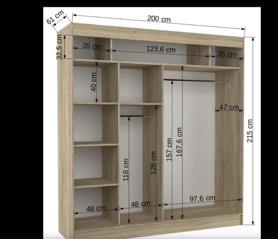 ArtAdrk Šatní skříň BALTON | 200 cm Barva: dub sonoma - main (3)