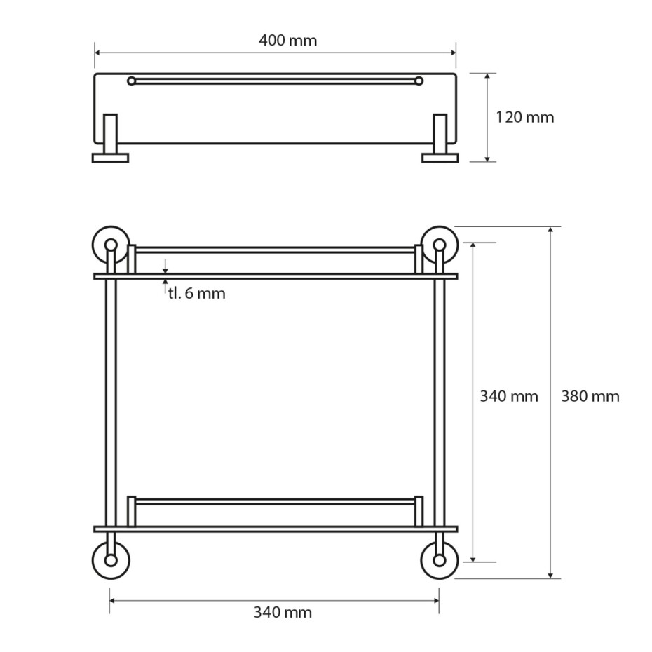SAPHO XR602 X-Round E skleněná polička dvojitá 40 cm - main (1)