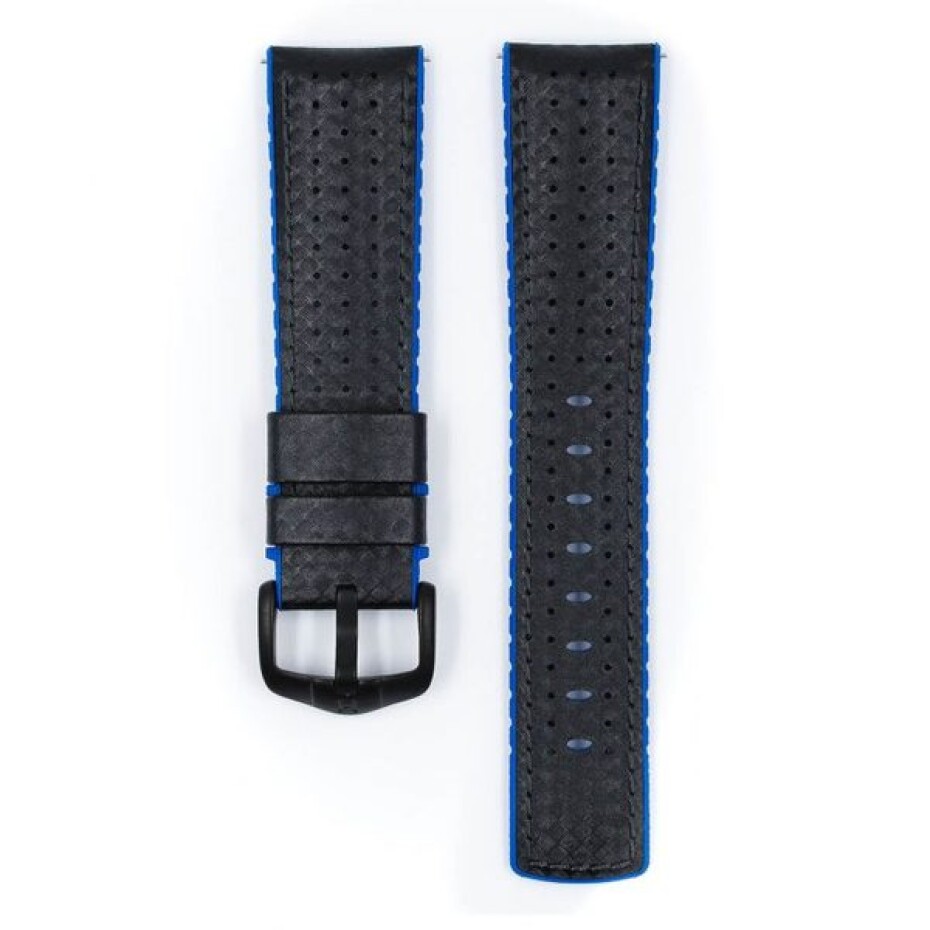 Řemínek Hirsch Ayrton - černo-modrý - 22 mm - L – Standardní délka (doporučujeme) - 20 mm - Černá - main (1)