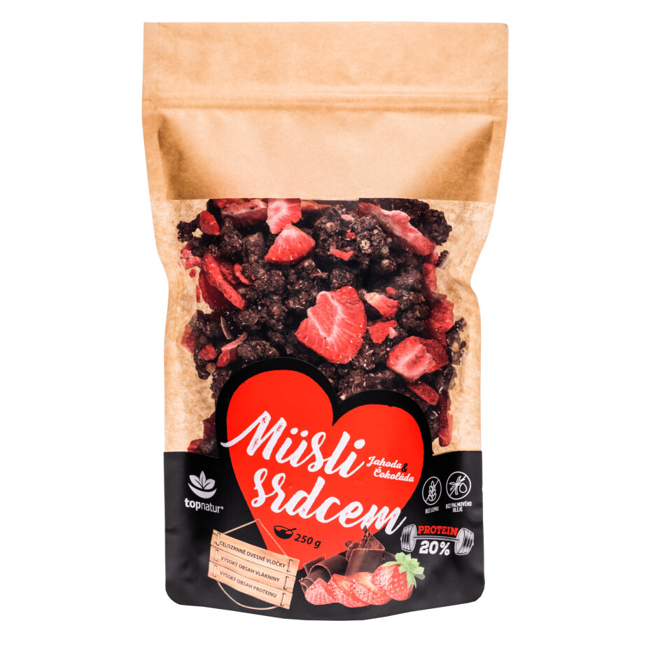 Topnatur Topnatur Müsli srdcem proteinové jahoda a čokoláda 250 g - main (0)