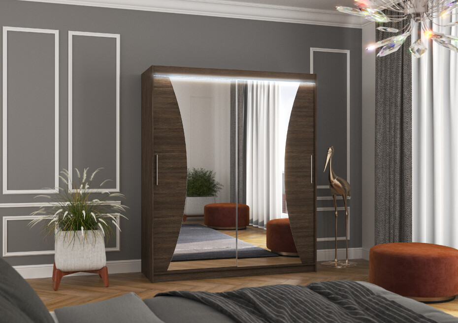 ArtAdrk Šatní skříň CHARLOTTE | 180 cm Skříň: Chre03/černá - main (7)