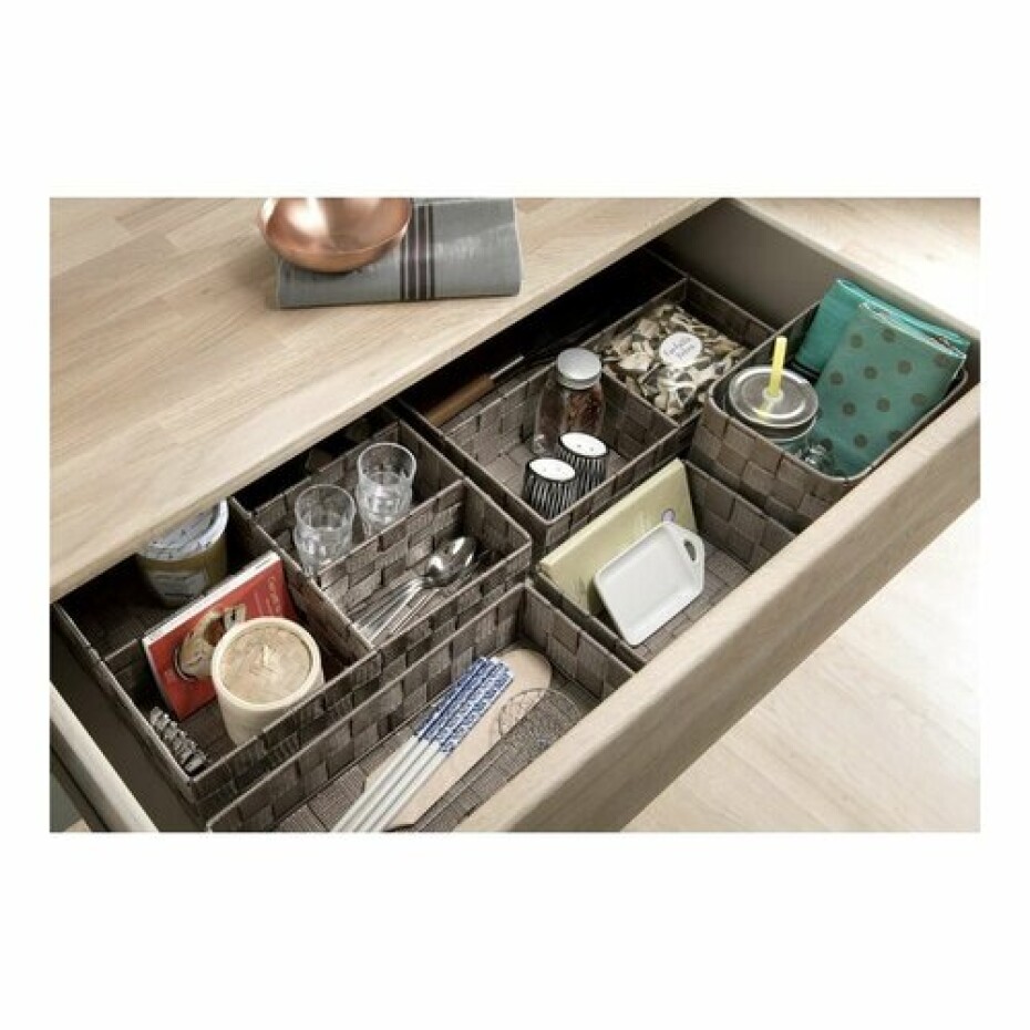 Compactor Úložný organizér do zásuvky Compactor TEX - košík L, 130 x 12 x 7 cm, Taupe (šedo-béžový), L - main (2)