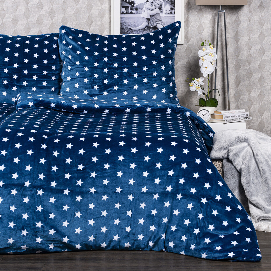 4Home povlečení mikroflanel Stars modrá, 140 x 220 cm, 70 x 90 cm - main (1)