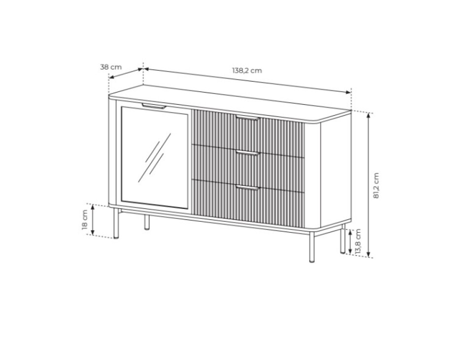 ArtLas Komoda WILLS 138 D3S | s LED osvětlením - main (6)