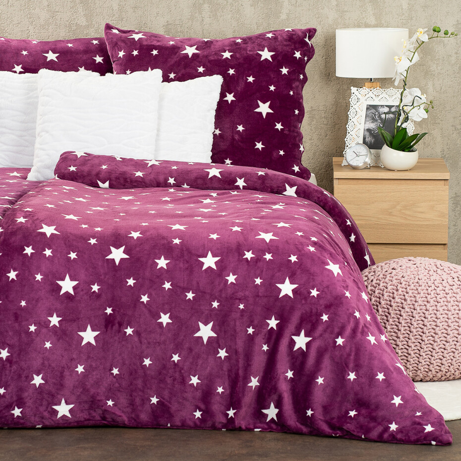 4Home Povlečení mikroflanel Stars violet , 160 x 200 cm, 70 x 80 cm - main (4)