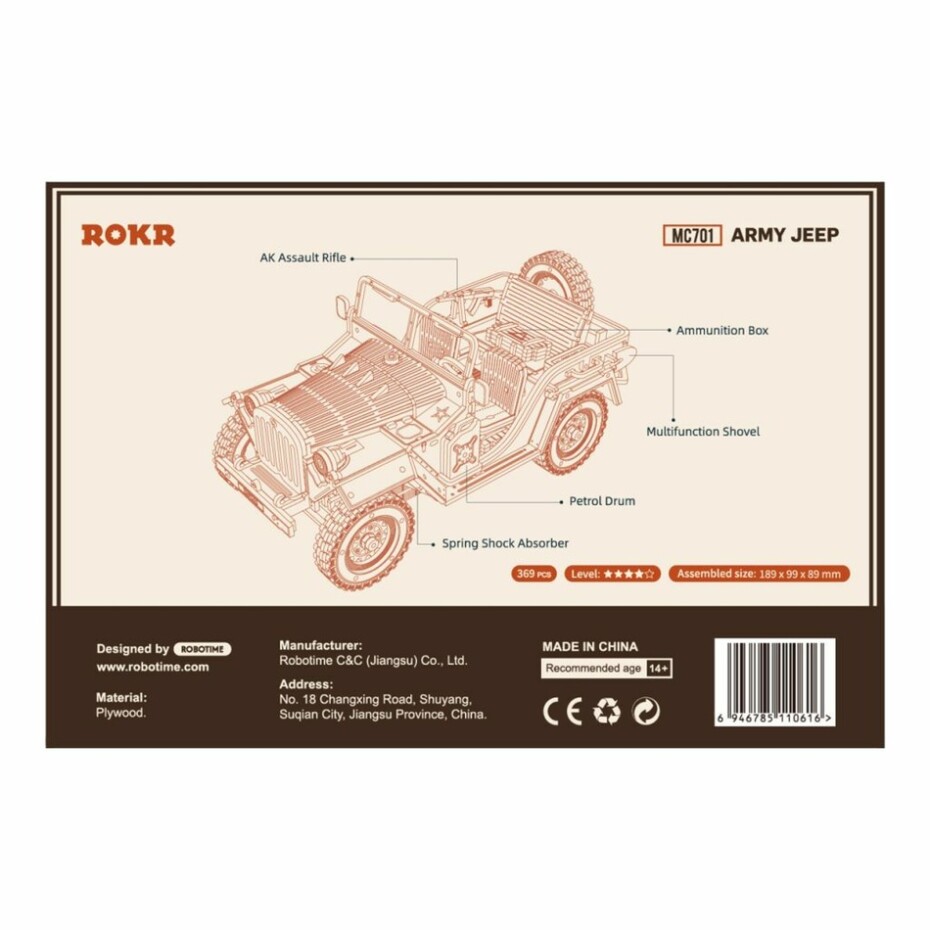 RoboTime 3D dřevěné puzzle Vojenský džíp - main (8)