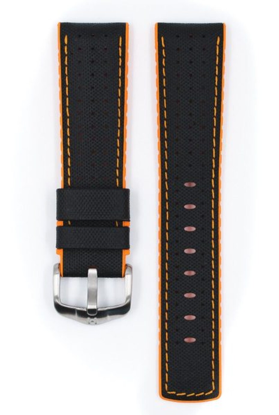 Řemínek Hirsch Robby - oranžový - 24 mm - L – Standardní délka (doporučujeme) - 22 mm - Stříbrná - main (1)