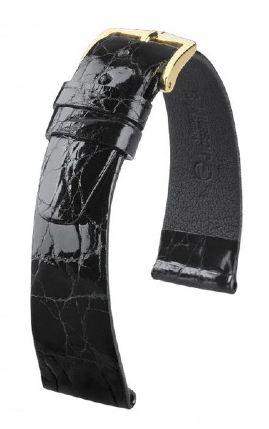 Řemínek Hirsch Prestige Crocodile - černý - 14 mm - M – Střední délka - 12 mm - Zlatá - main (0)