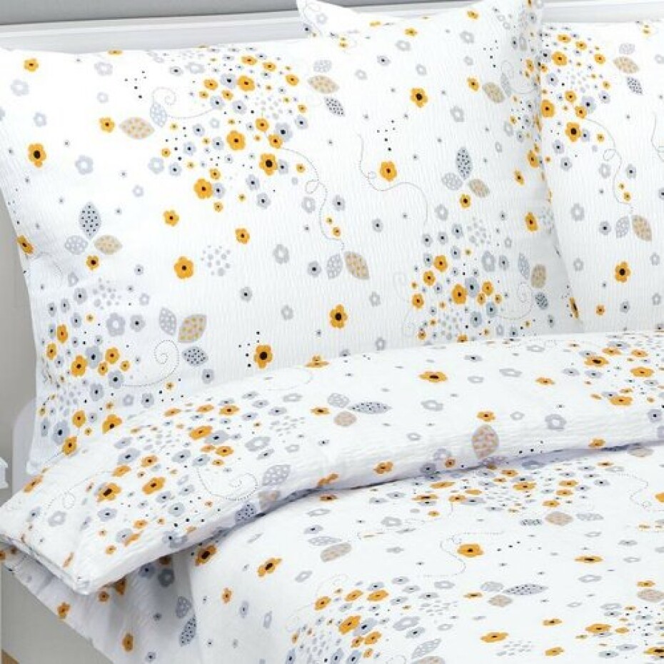 Bellatex Krepové povlečení Kytička šedá, žlutá - main (2)