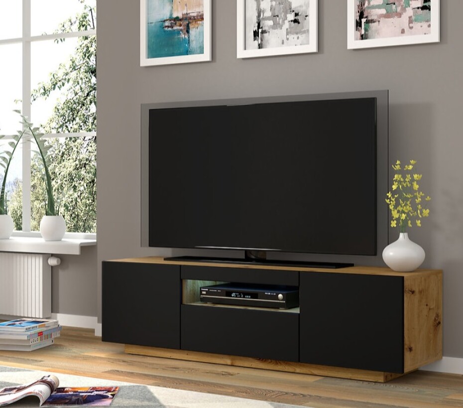 ARTBm TV stolek AURA 150 | dub artisan / černá - main (2)