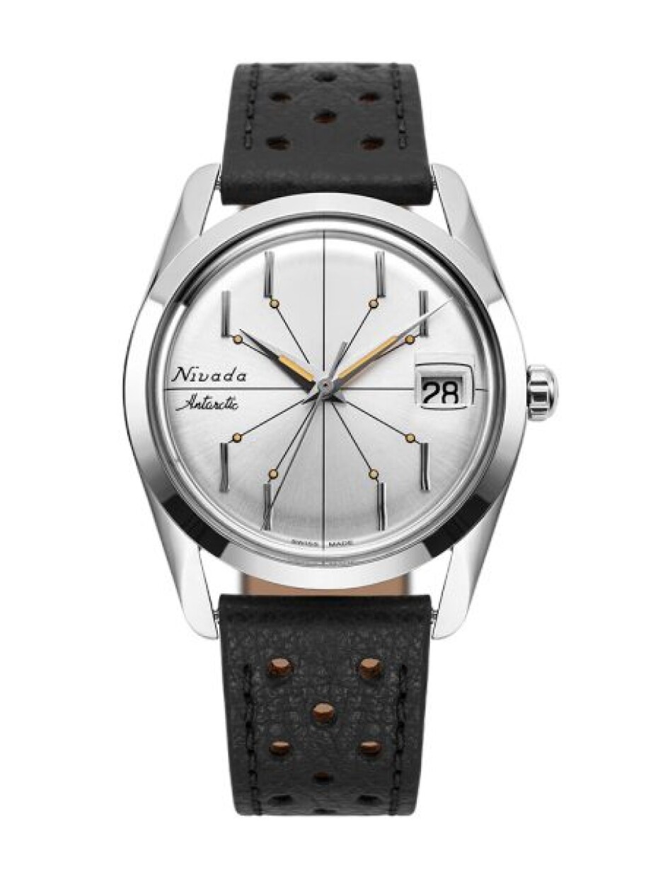 Nivada Grenchen Antarctic Spider Silver 35 mm - Black leather - main (8)
