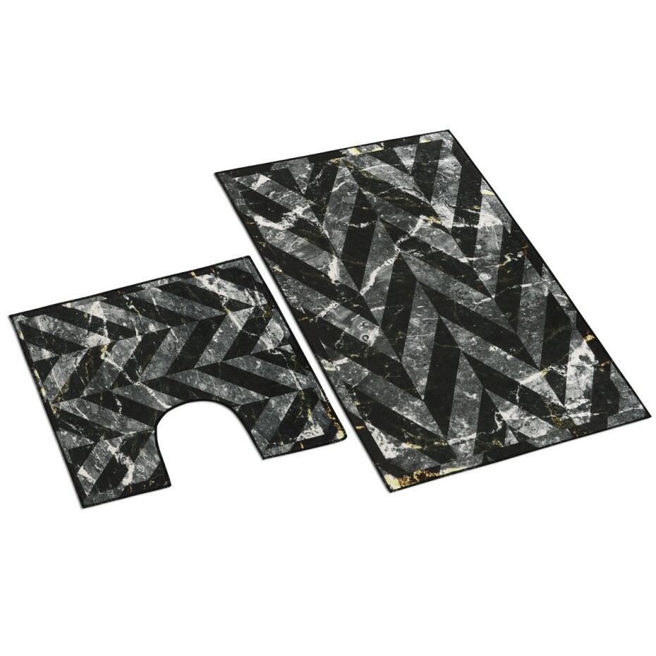 Bellatex Sada koupelnových předložek Mramor černá 3D, 60 x 100 cm, 60 x 50 cm - main (0)