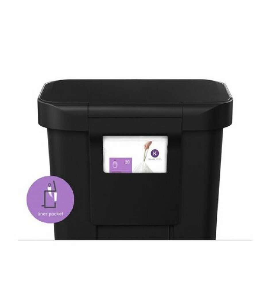 Pedálový odpadkový koš Simplehuman – 45 l, kapsa na sáčky, obdélníkový, černý plast /nerez - main (2)