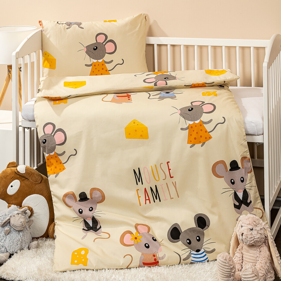 4Home Dětské bavlněné povlečení do postýlky Little mouse, 100 x 135 cm, 40 x 60 cm - main (0)