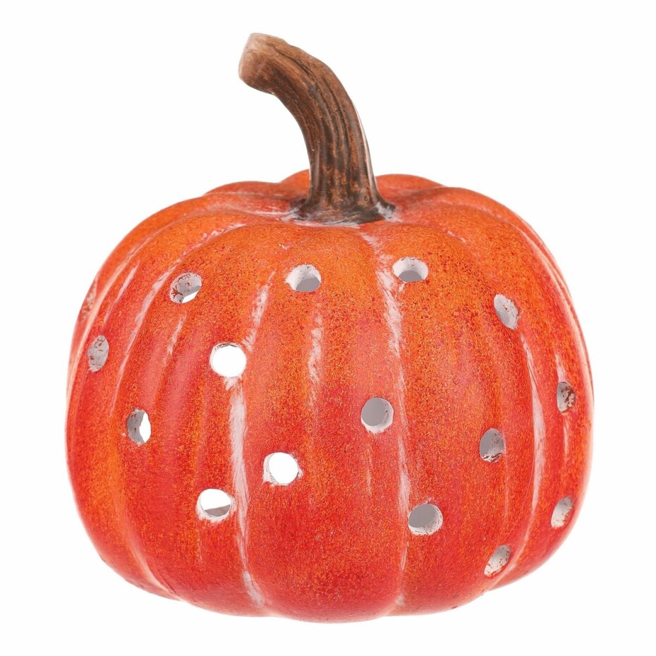 Svícen Dýně s otvory oranžová, keramika, pr. 14 cm - main (5)