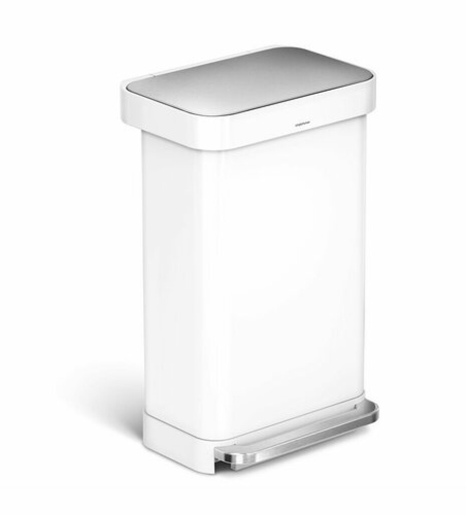 Pedálový odpadkový koš Simplehuman – 45 l, bílá, FPP, kapsa na sáčky - main (0)
