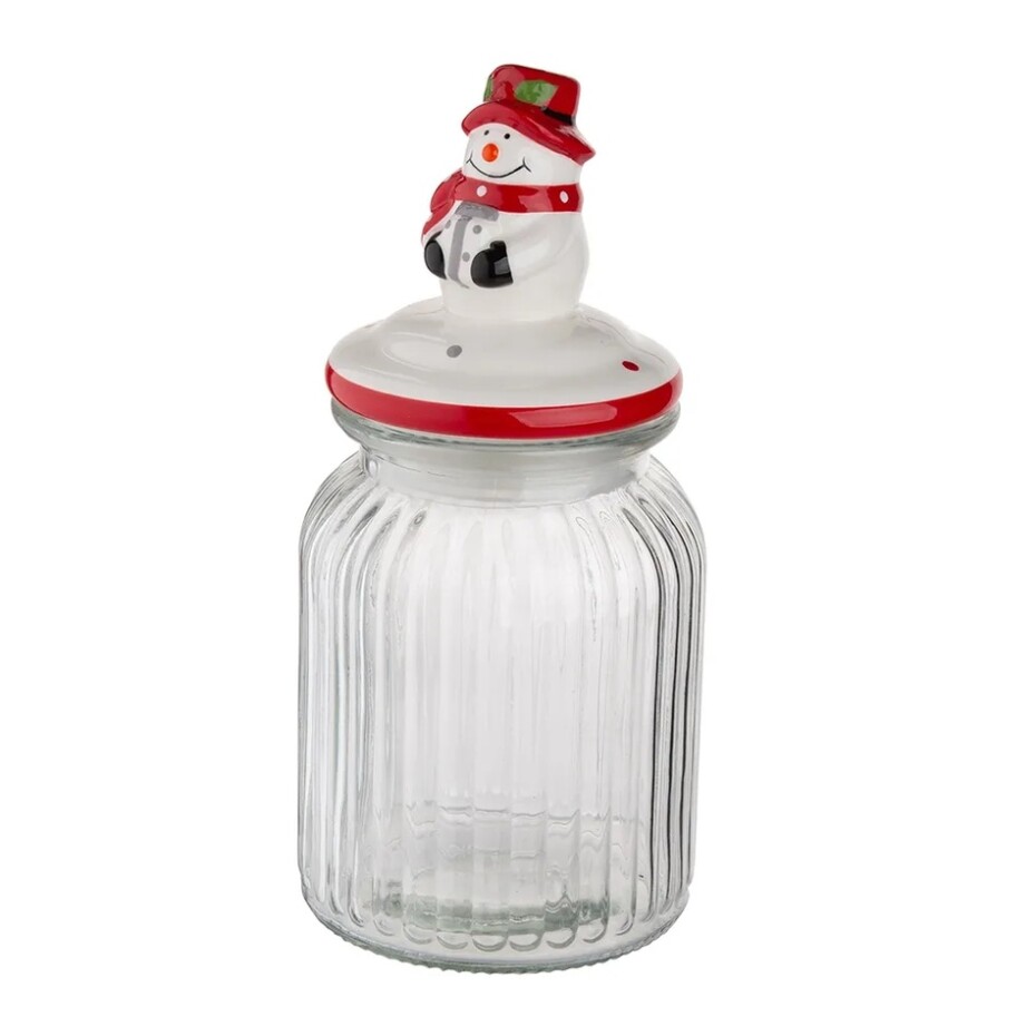 Altom Skleněná dóza s keramickým víčkem Snowman 900 ml - main (2)