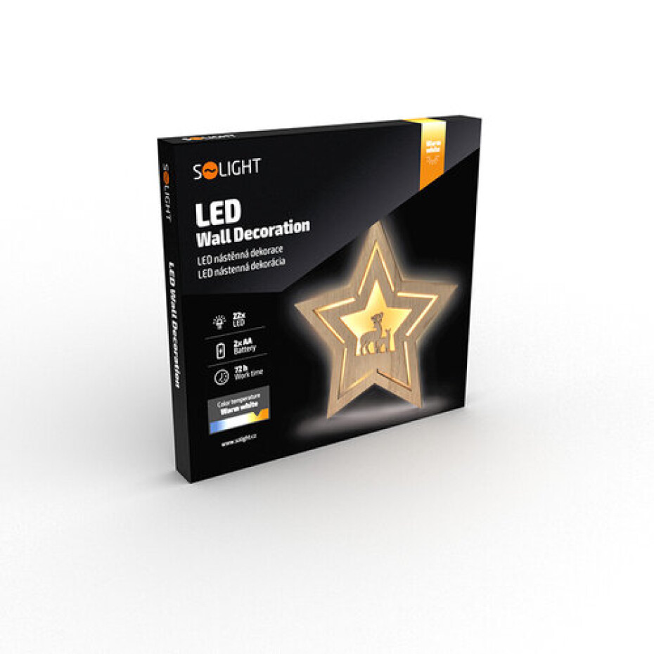 Solight LED nástěnná dekorace vánoční hvězda, 24x LED, 2x AA - main (8)