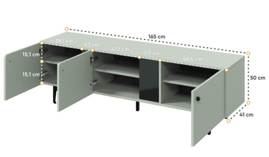 Dig-net nábytek TV stolek FARLEN 165 CS-06 | zelená - main (4)