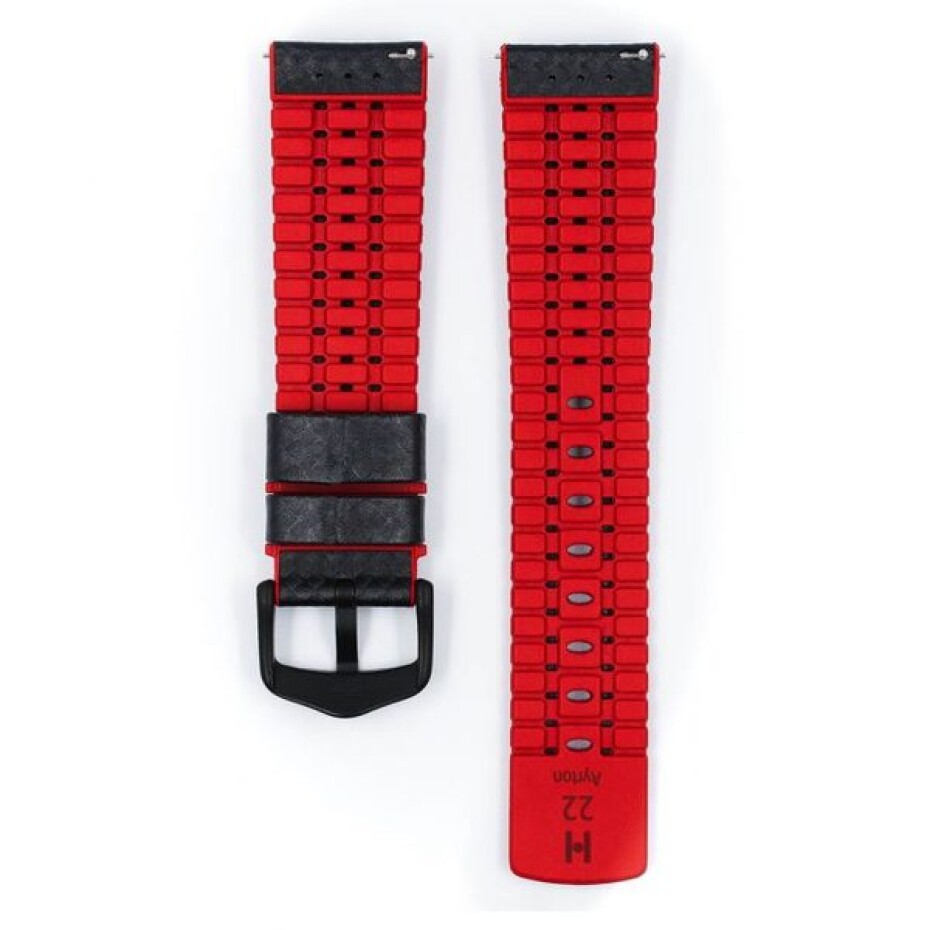 Řemínek Hirsch Ayrton - černo-červený - 20 mm - L – Standardní délka (doporučujeme) - 18 mm - Černá - main (2)