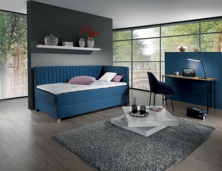 New Design Čalouněná postel NOVO s čely | pravá s topperem Extra Rozměr: 90 x 200 cm - main (0)