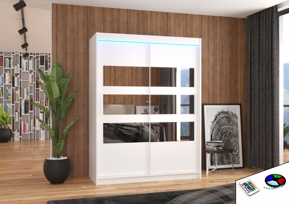 ArtAdrk Šatní skříň FLORENTO | 150 cm Barva: Bílá - main (8)