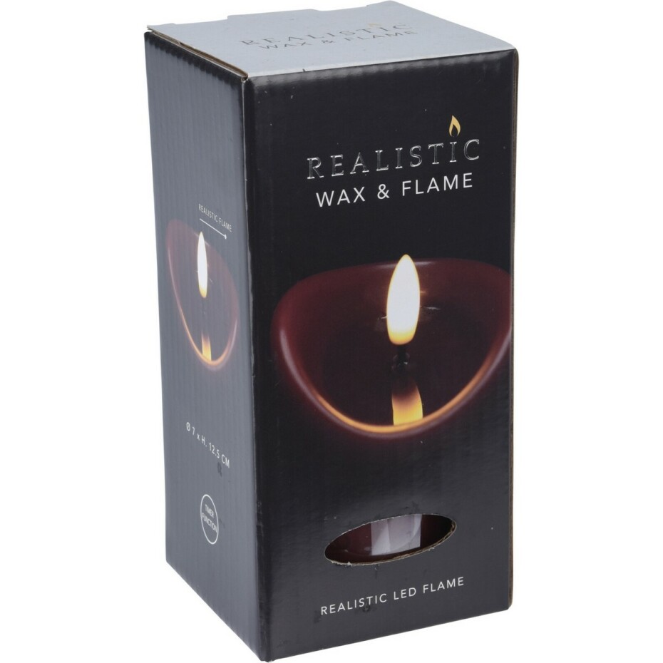 LED Svíčka tmavě červená, 1x LED, 7 x 12,5 cm, 2x AA - main (1)