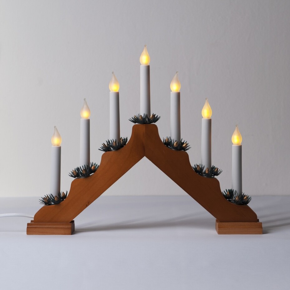 Adventní svícen LED Imitace plamene, dub - main (0)