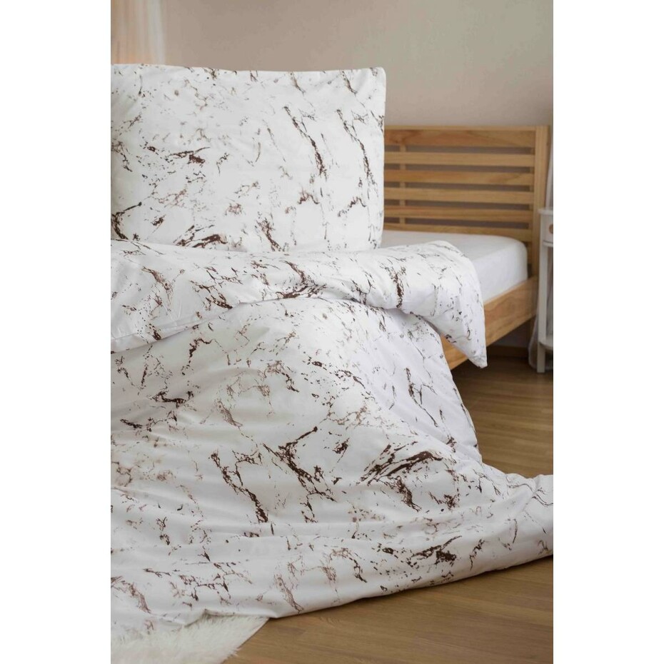 Jerry Fabrics Povlečení Mramor hnědá micro, 140 x 200 cm, 70 x 90 cm - main (1)