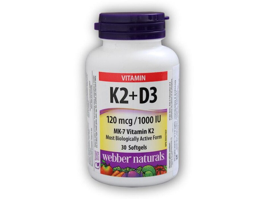 Webber Naturals K2 + D3 120 mcg/1000 IU 30 kapslí - main (0)