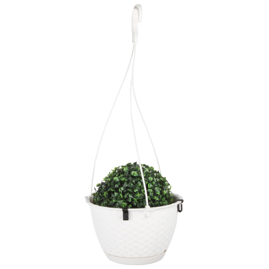 Nohel Garden Květník závěsný RATOLLA ROUND W plastový 22x14cm, bílá - main (0)